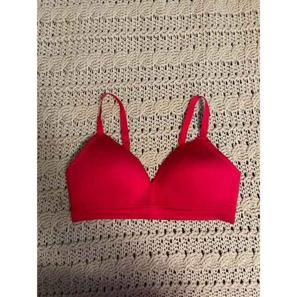 Joyspun Womens Red Padded Bra Adjustable Straps Hook & Eye Closure Size M Nylon/ - Picture 1 of 11